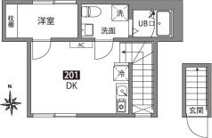 お花茶屋1丁目(1DK/2階)の間取り写真