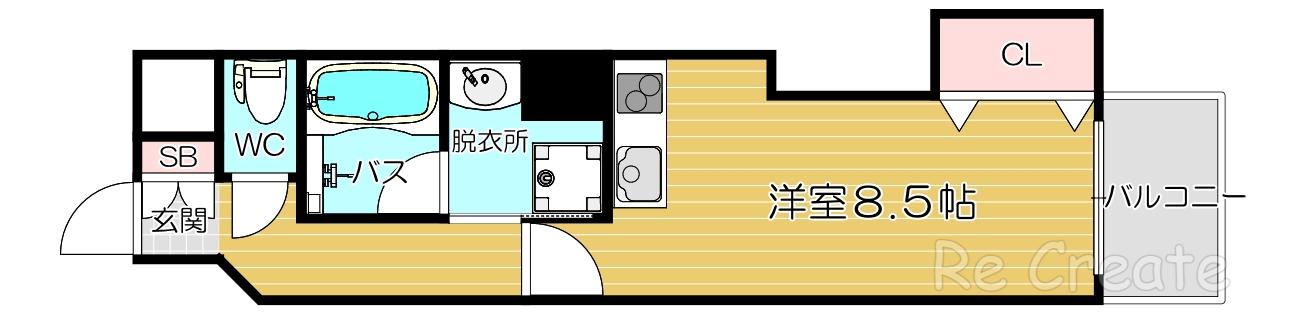 サージュ天王寺(ワンルーム/2階)の間取り写真