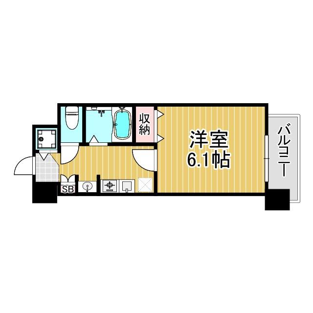 スワンズ京都二条城北(1K/4階)の間取り写真
