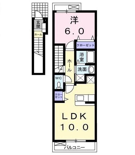 モーダ・パラッツォ(1LDK/2階)の間取り写真