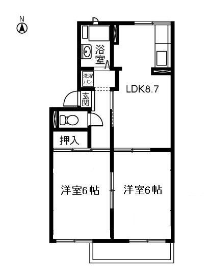 コーポ春日(2DK/2階)の間取り写真