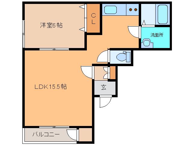 グランドール南町(1LDK/1階)の間取り写真
