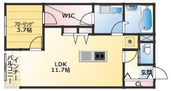SPUMONI A棟(1LDK/1階)の間取り写真