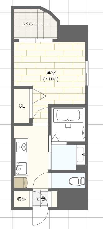 LUXE姫路(1K/14階)の間取り写真