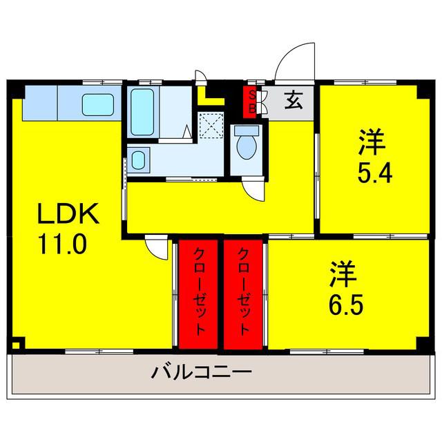 ビレッジハウス市原(2LDK/1階)の間取り写真