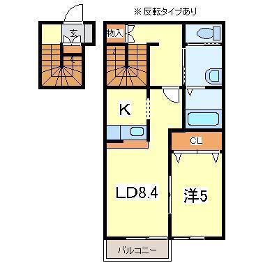コリーヌ桜町A棟(1LDK/2階)の間取り写真