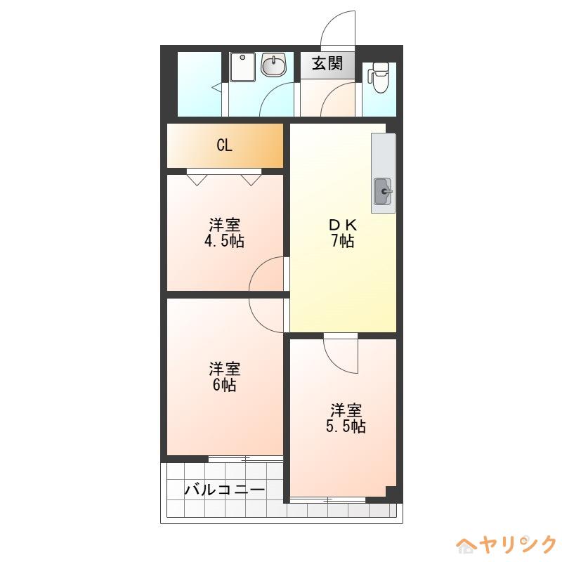 シャルムあおぎり(3DK/4階)の間取り写真