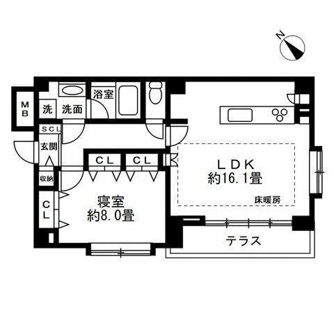 エスタシオン月島(1LDK/1階)の間取り写真