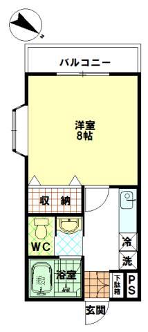 メゾンボヌールII(1K/1階)の間取り写真