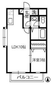 プチパール倉敷B棟(1LDK/4階)の間取り写真