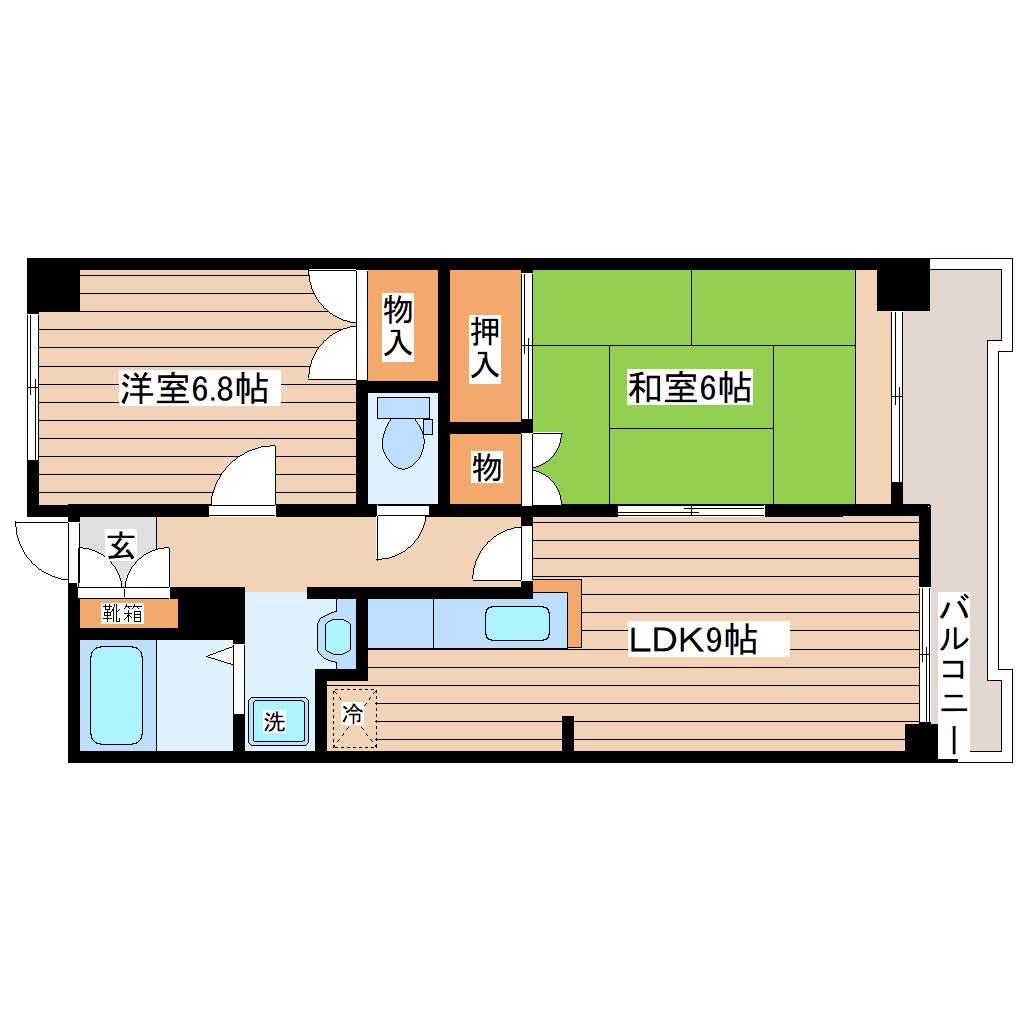 南大野田271ビル(2LDK/1階)の間取り写真