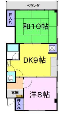 中部マンション(2DK/3階)の間取り写真