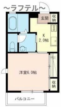 ベレオ喜多(1K/2階)の間取り写真