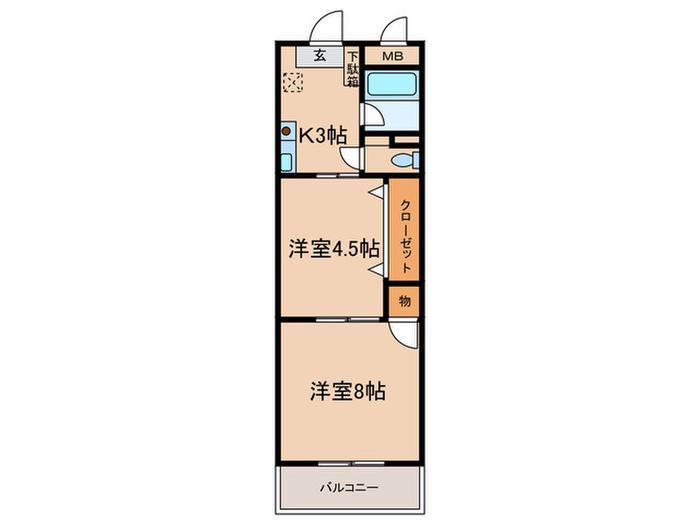 アルス瀬戸(2K/3階)の間取り写真
