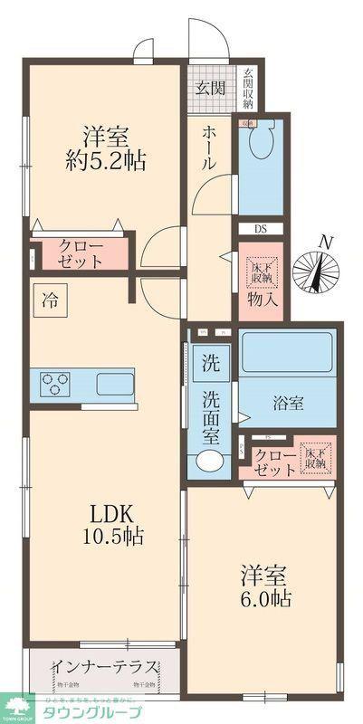 LINERA II(2LDK/1階)の間取り写真