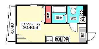 エンテヴィラ(ワンルーム/1階)の間取り写真
