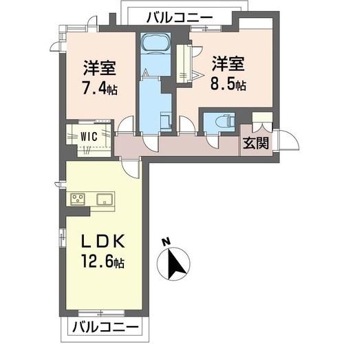 レジデンス ウルカノア(2LDK/3階)の間取り写真