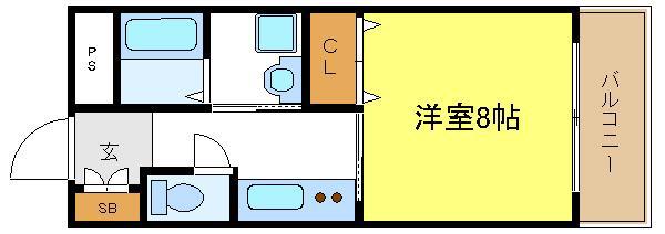 ラシーヌ御崎(1K/2階)の間取り写真