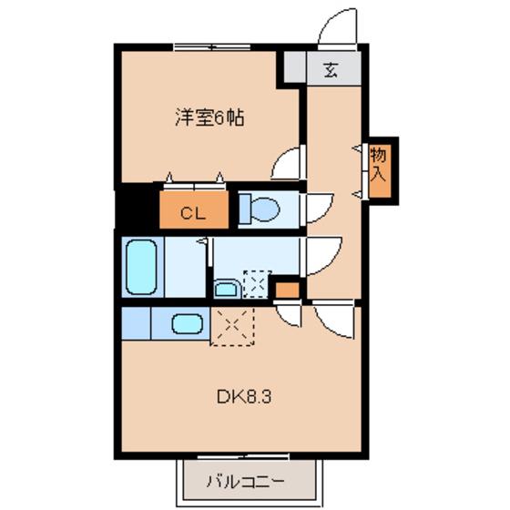 エスト・ハナセン(1DK/1階)の間取り写真