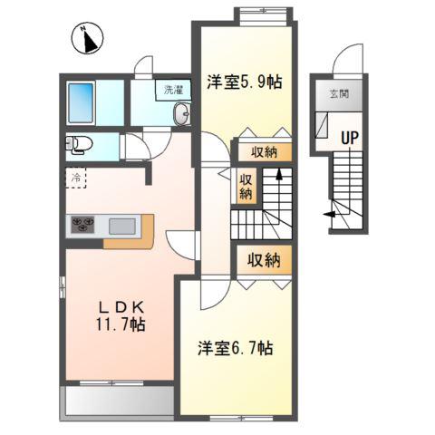バードヴェール(2LDK/2階)の間取り写真