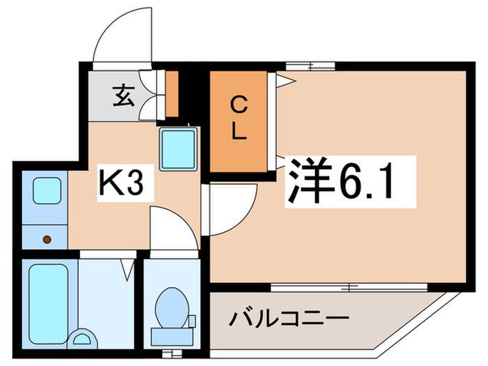 タウンフィールドIIB(1K/2階)の間取り写真
