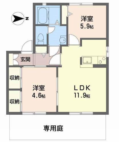 ディアス東南 A棟(2LDK/2階)の間取り写真
