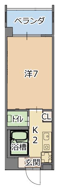 トーマス沖縄東(1K/2階)の間取り写真