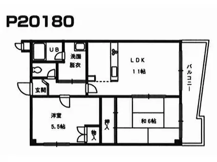 Mフラット(2LDK/4階)の間取り写真