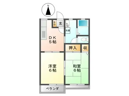 シーサイドパレス(2DK/2階)の間取り写真