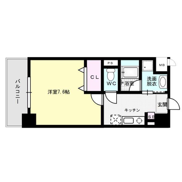 アンビシャス江崎(1K/2階)の間取り写真
