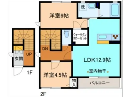 BELL・KASTELO(2LDK/2階)の間取り写真