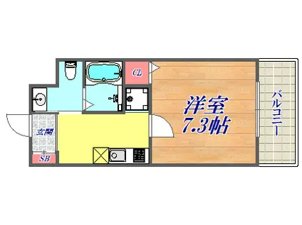 ハッピー新伊丹Ⅱ(1K/6階)の間取り写真