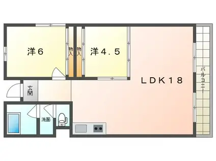 松栄畷ハイツ(2LDK/1階)の間取り写真
