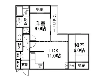 パラドール宮前橋(2LDK/2階)の間取り写真