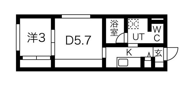 メニーズコート南郷13ST(1DK/4階)の間取り写真