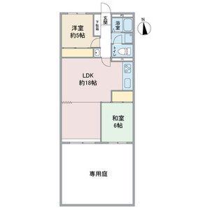 ドミール東山102(2LDK/1階)の間取り写真
