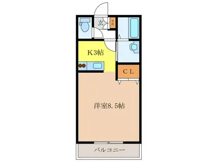 キャメロットII(1K/2階)の間取り写真