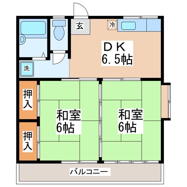 Kハイツ(2DK/2階)の間取り写真