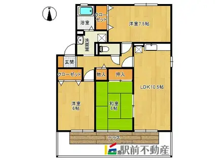 プレリュード愛(3LDK/1階)の間取り写真