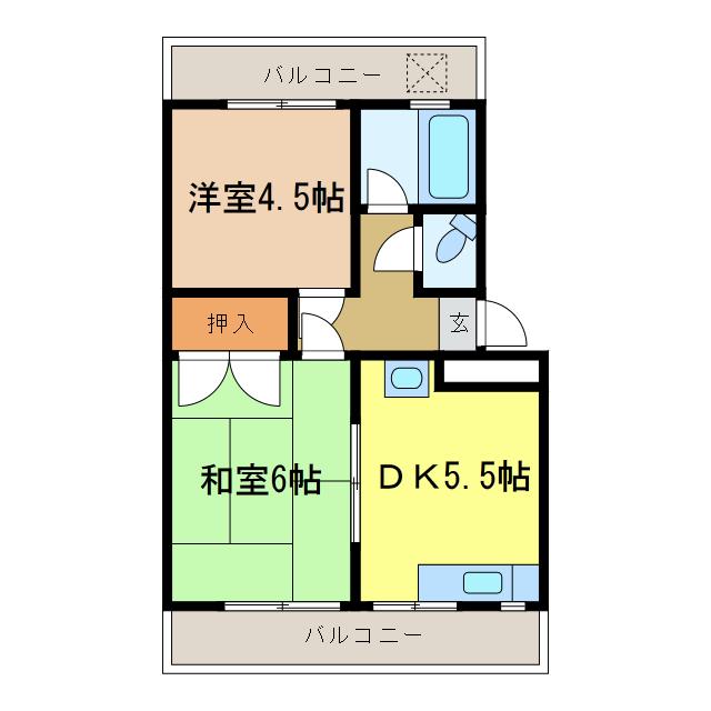 末広マンション(2DK/3階)の間取り写真