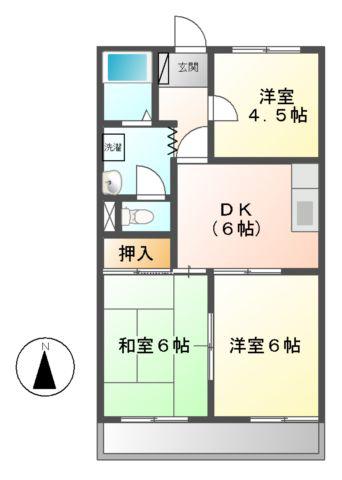 マイフレンド(3DK/2階)の間取り写真