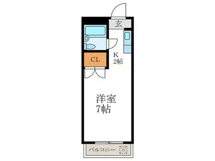 シャンブル伊川(1K/4階)の間取り写真