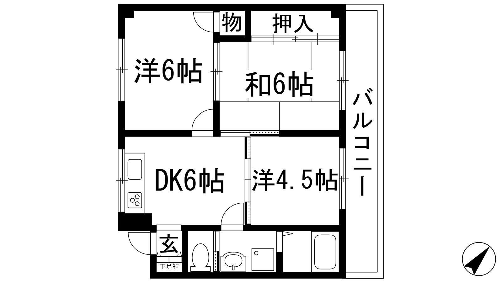 マナスハイツ(3DK/2階)の間取り写真