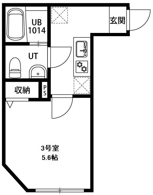 BLACK DIA 南越谷(1K/3階)の間取り写真