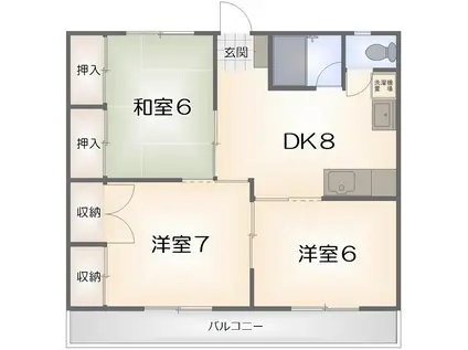 コーポ大原2(3DK/2階)の間取り写真