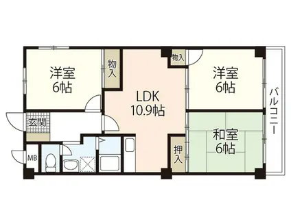 F・Fハイム(3LDK/4階)の間取り写真