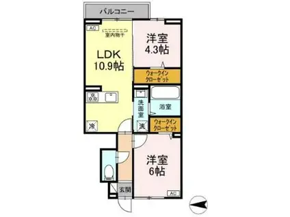 D-RESIDENCE・M川北(2LDK/1階)の間取り写真