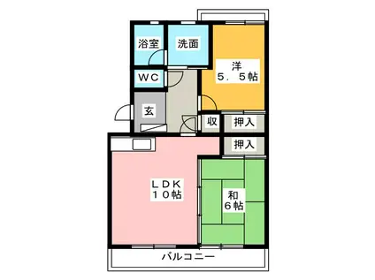 レヂデンスISHII S(2LDK/1階)の間取り写真