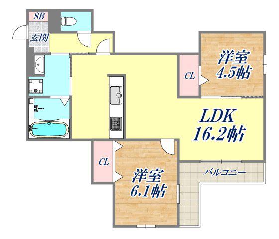 ヴィクトワール 庄(2LDK/3階)の間取り写真