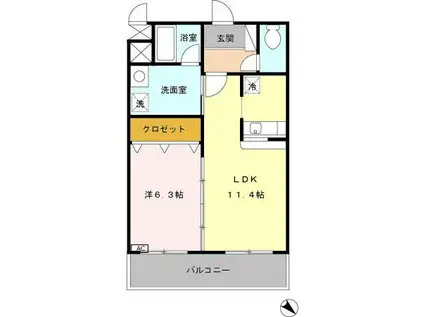 フジスター宜野湾(1LDK/2階)の間取り写真